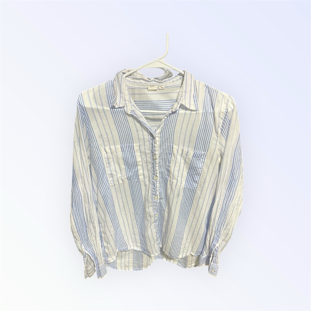 GAP Blue & White Striped Button Down Shirt | 100% Cotton | Size M